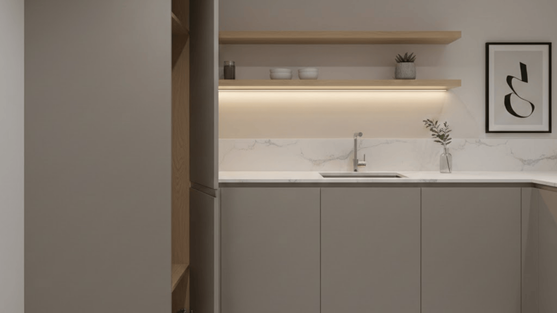 corner cabinet with a clean hidden hinge