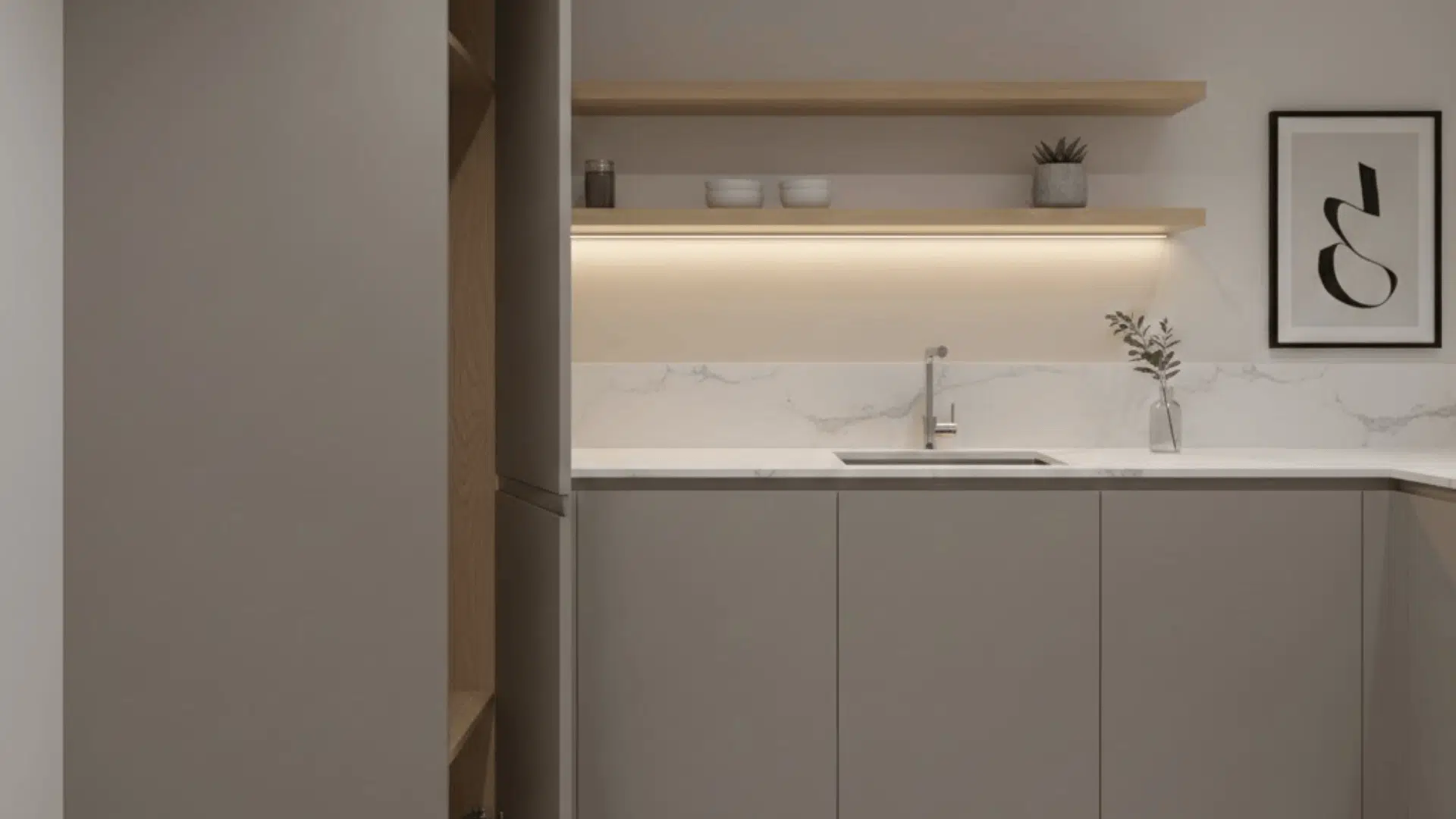 corner cabinet with a clean hidden hinge