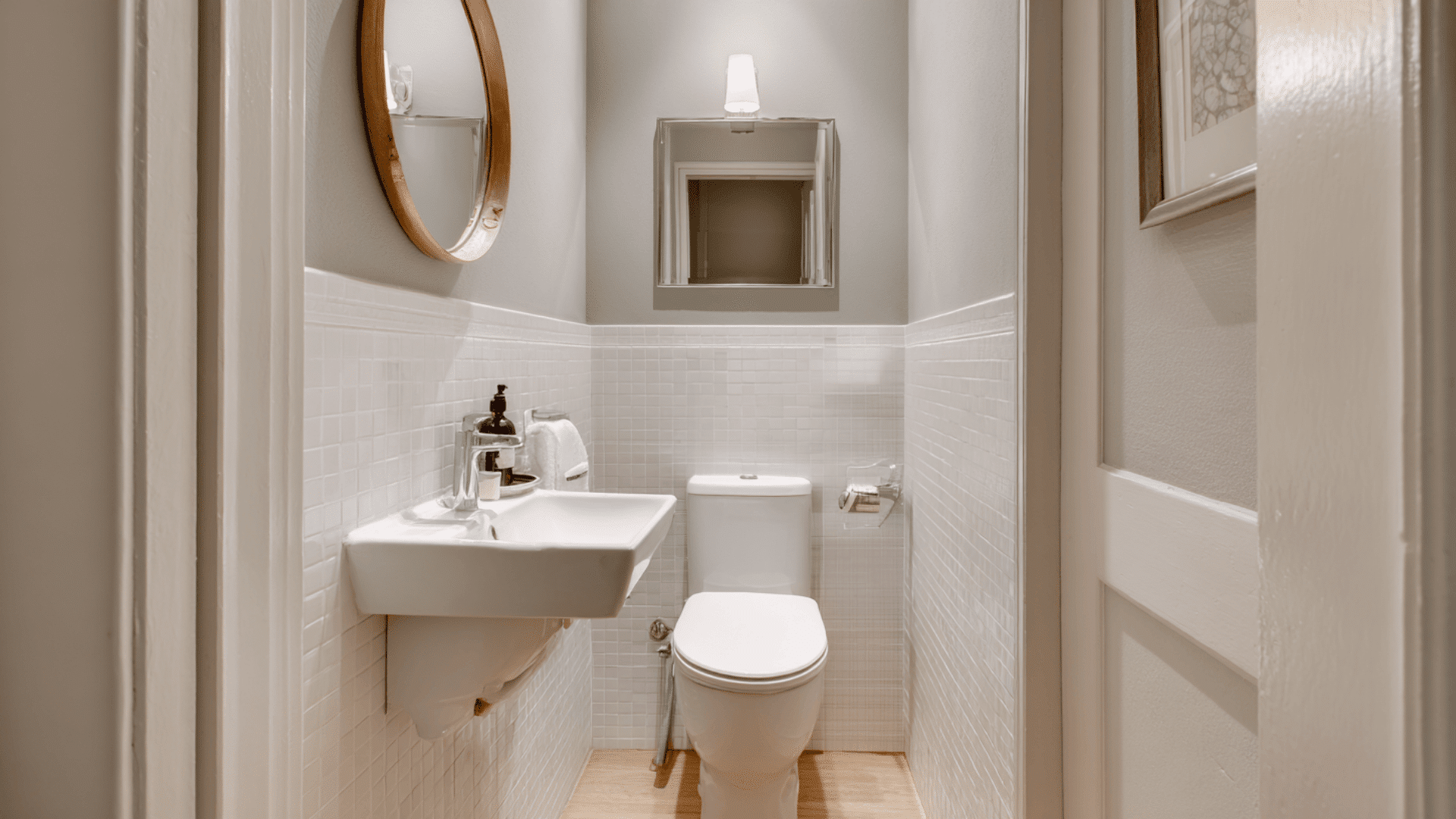 corner sink front toilet