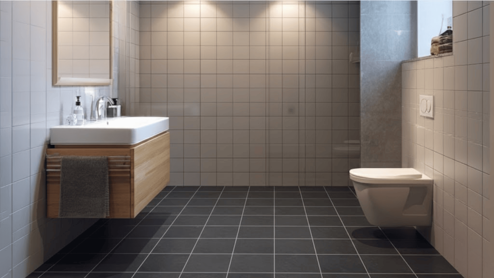 dark shower floor for contrast