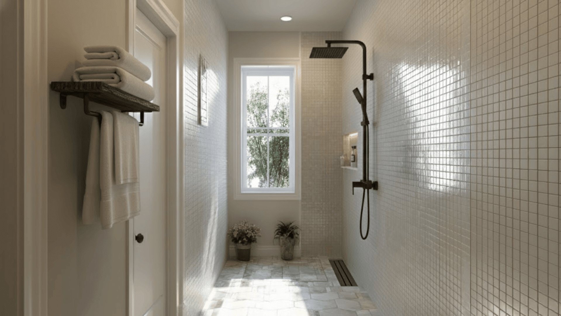 doorless walk in shower