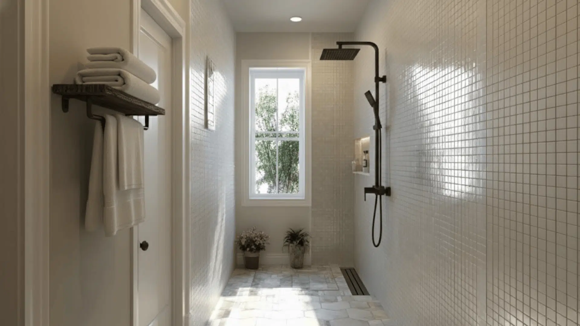 doorless walk in shower