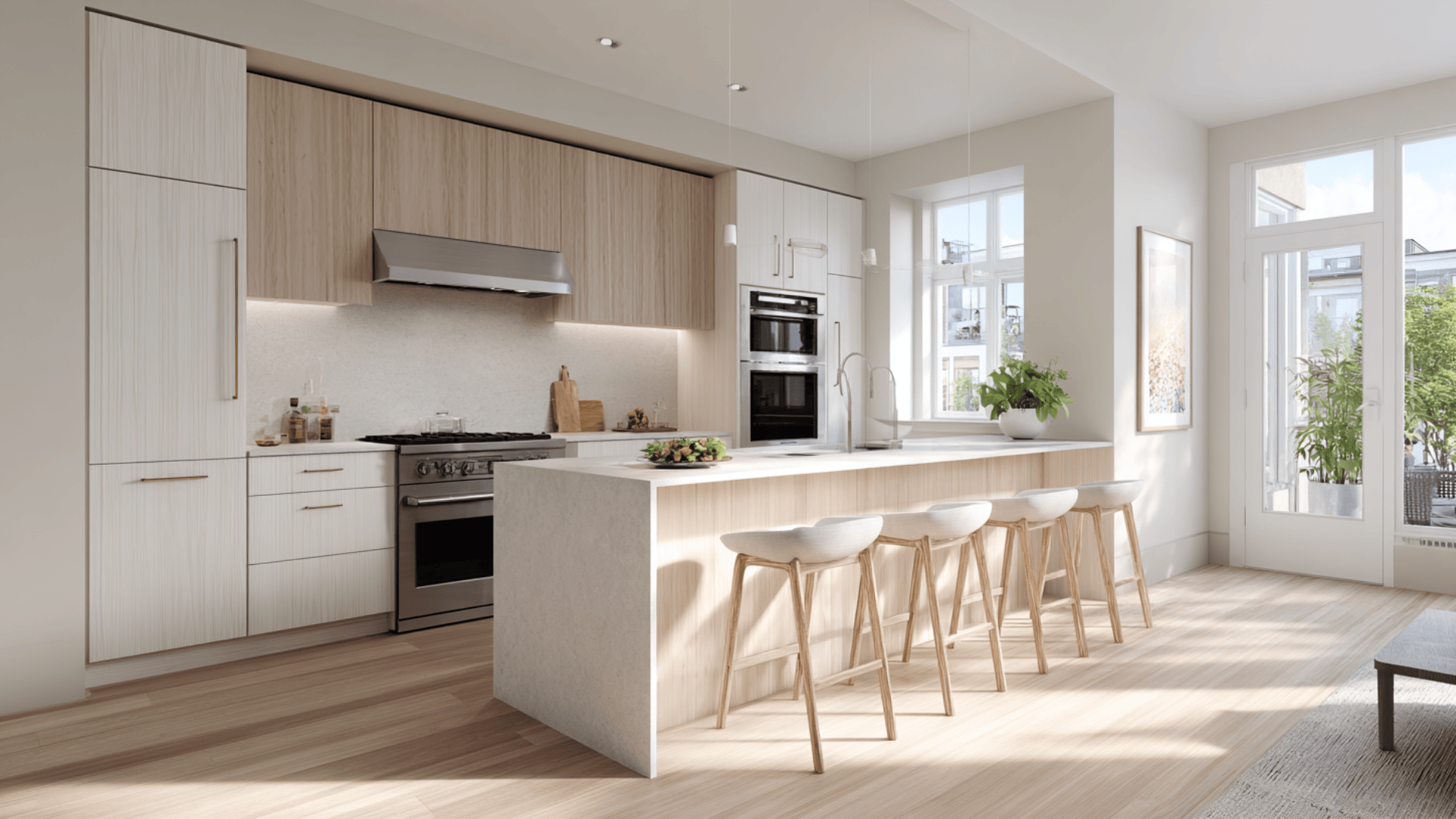 light wood flooring to warm the room