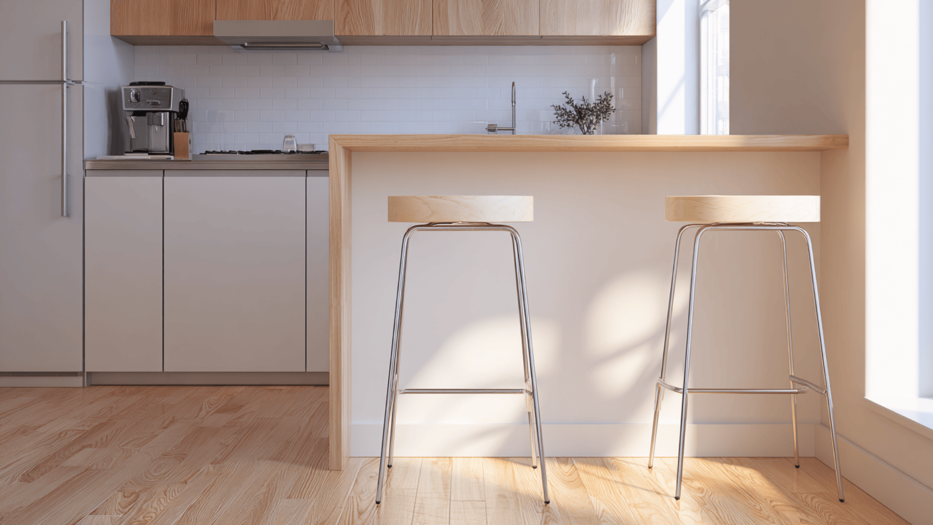 minimal bar stool set with thin legs