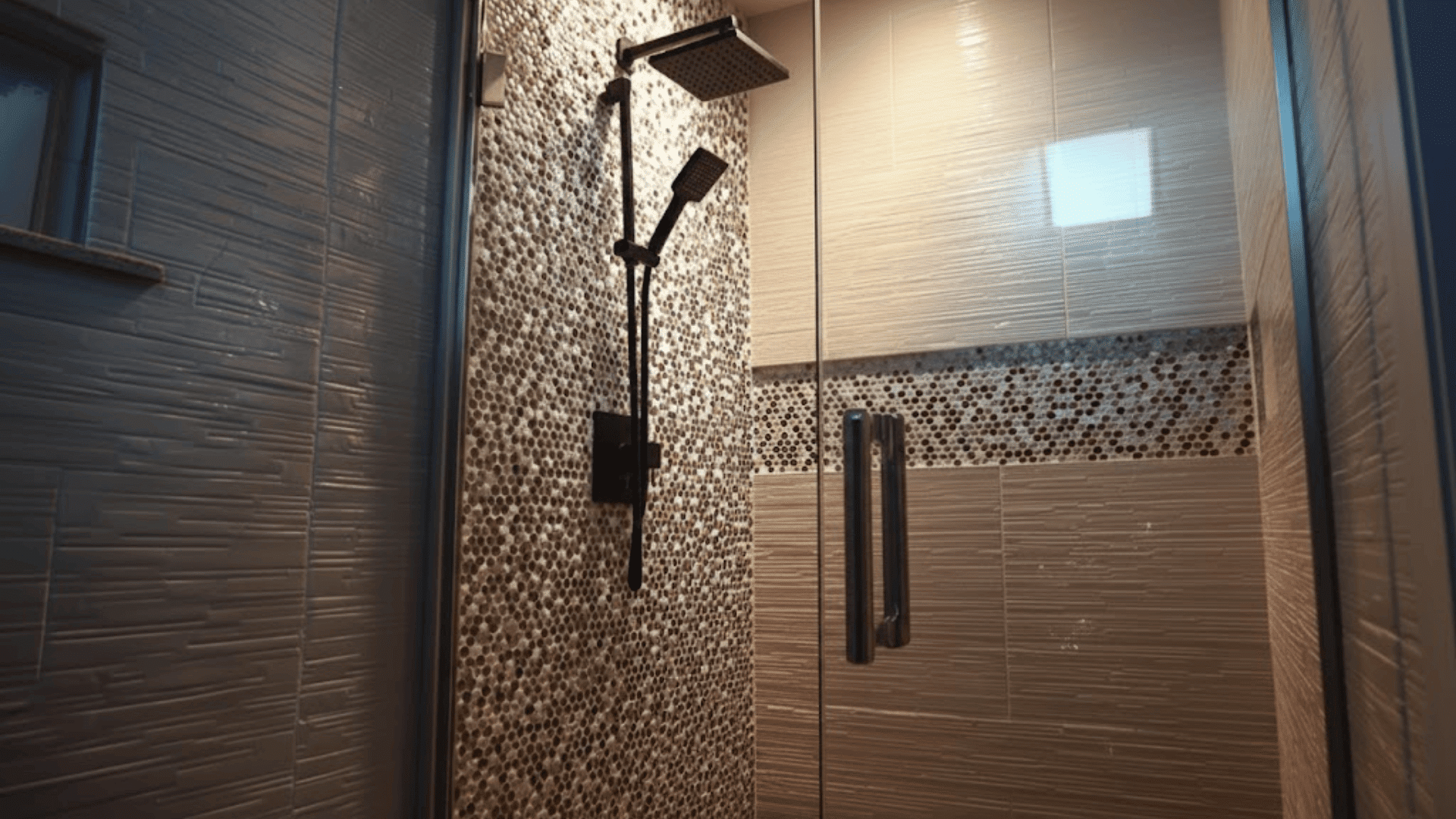 single accent wall inside the shower