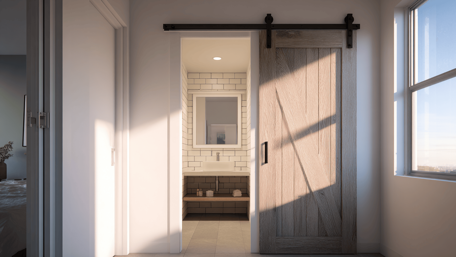 sliding barn style bathroom door