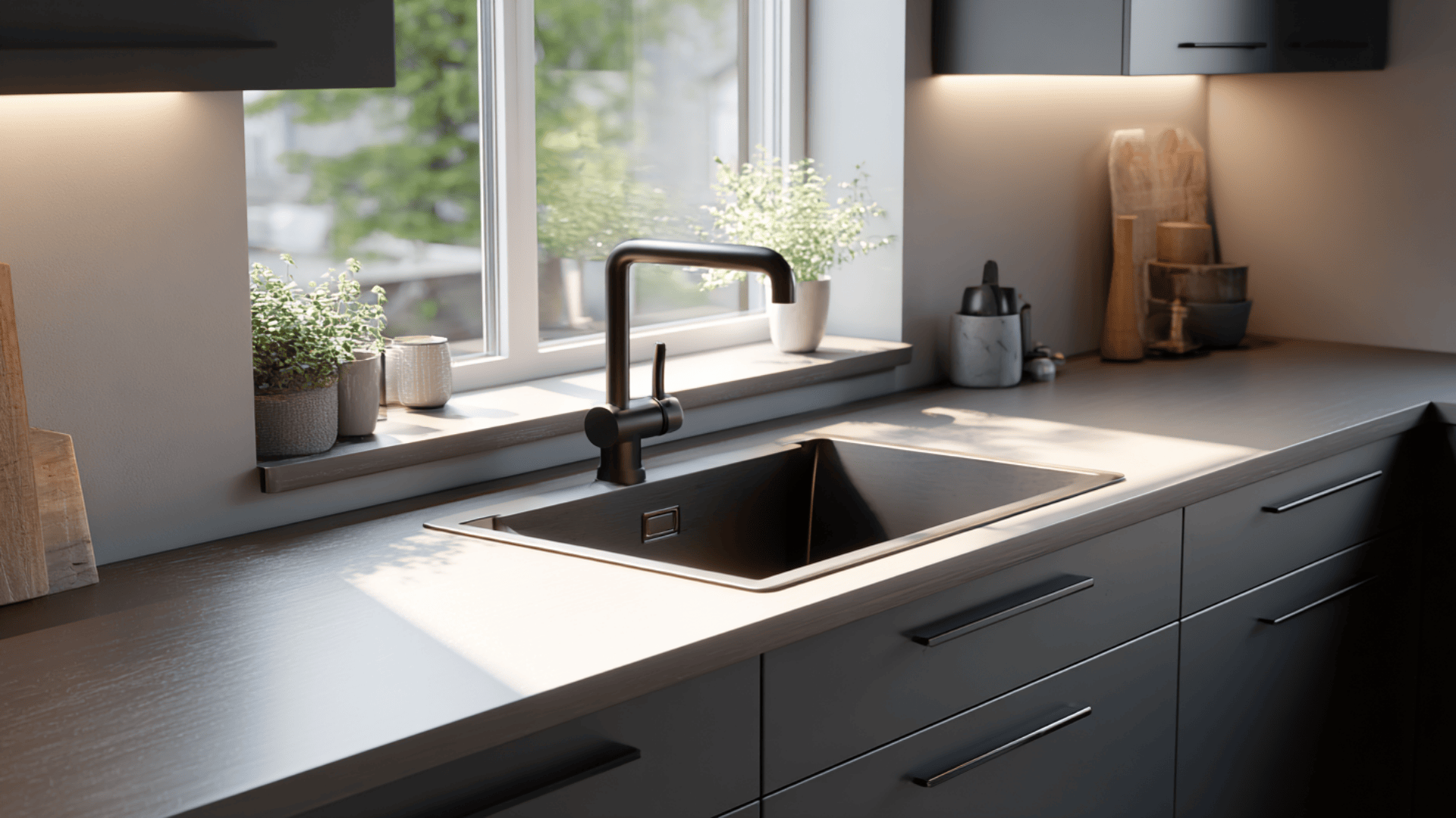 tiny sink with a slim faucet