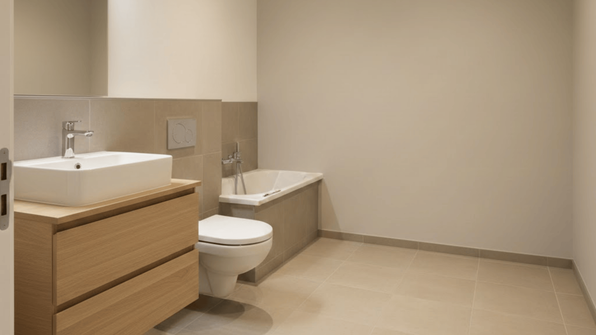 tub toilet vanity in a straight line