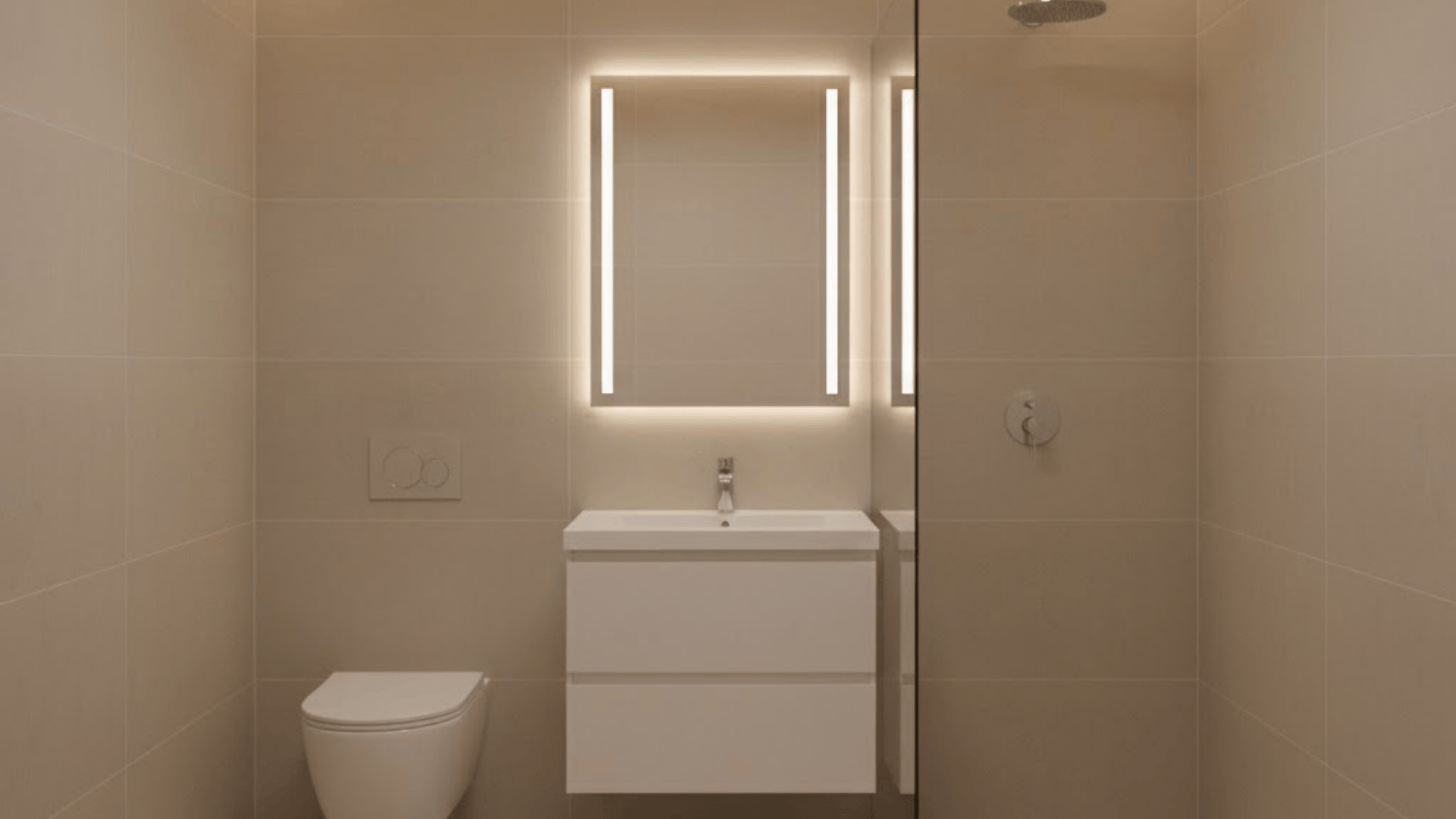 vanity between toilet and shower