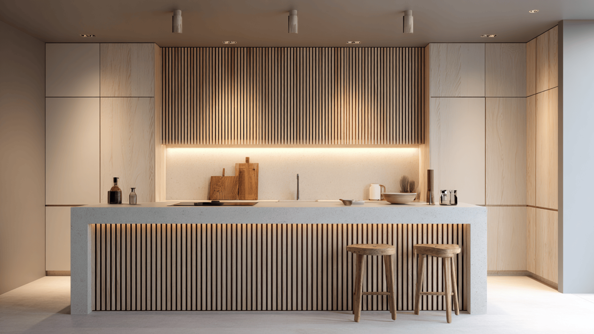 vertical slatted wood cabinets