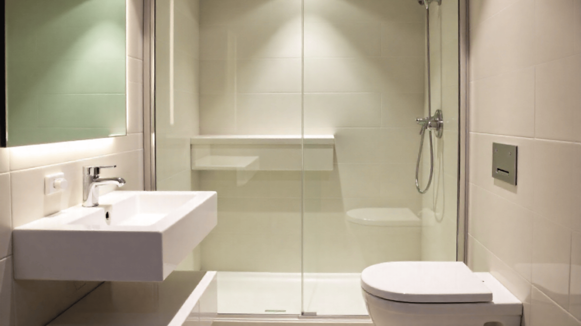 walk in shower with built in ledge