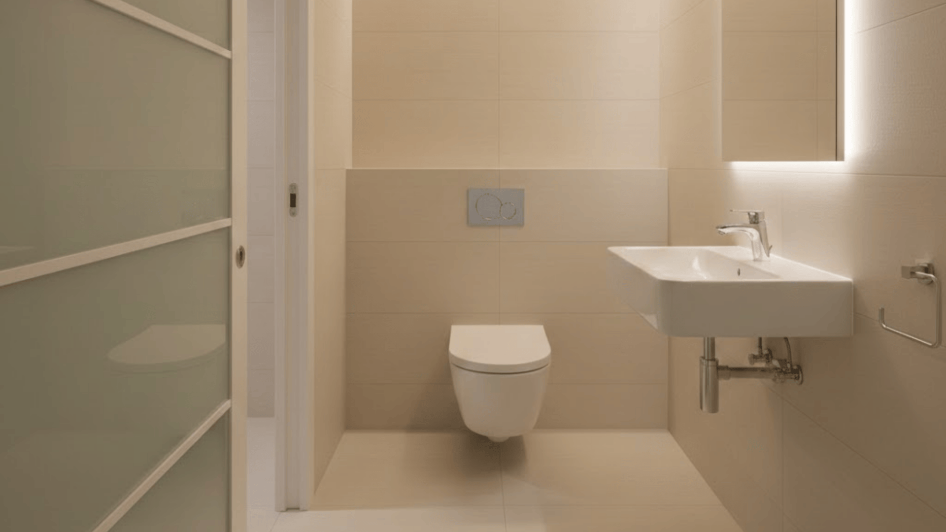 wall hung sink pocket door