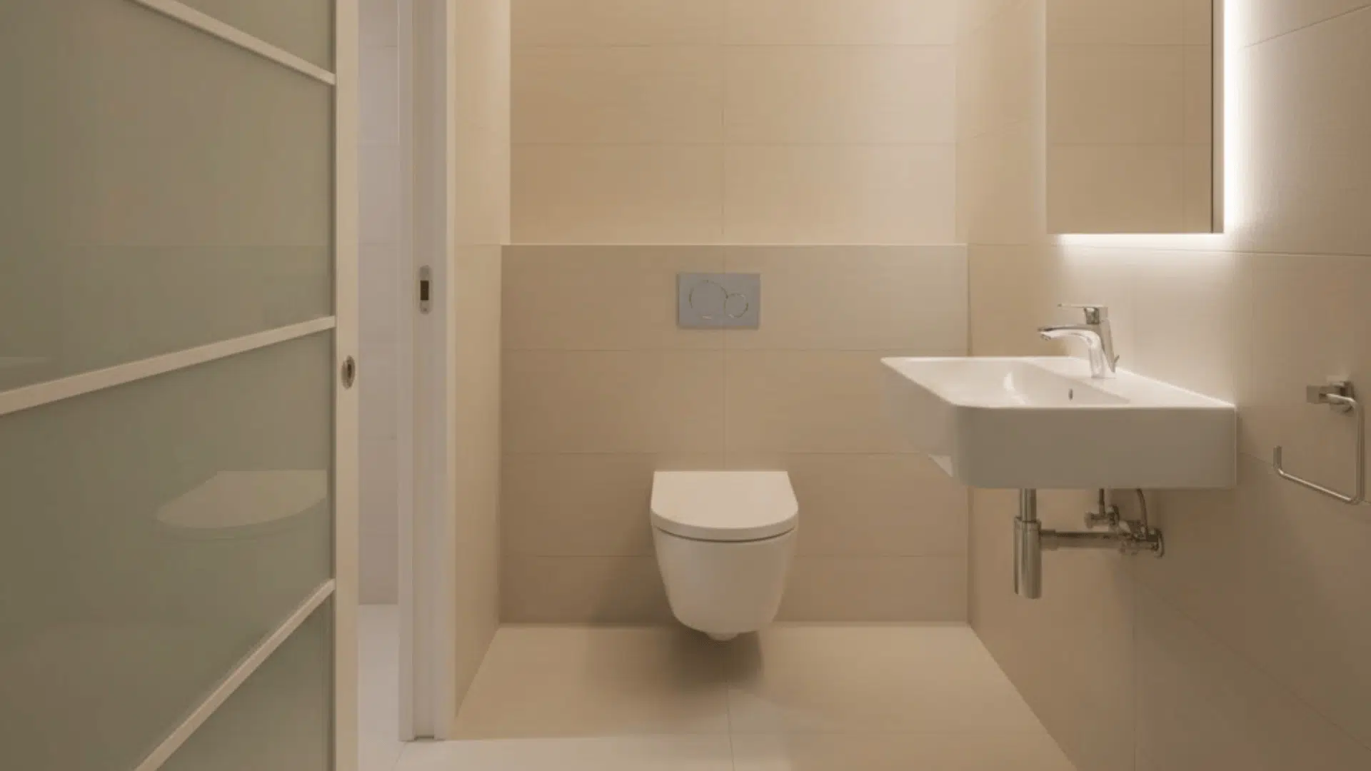 wall hung sink pocket door
