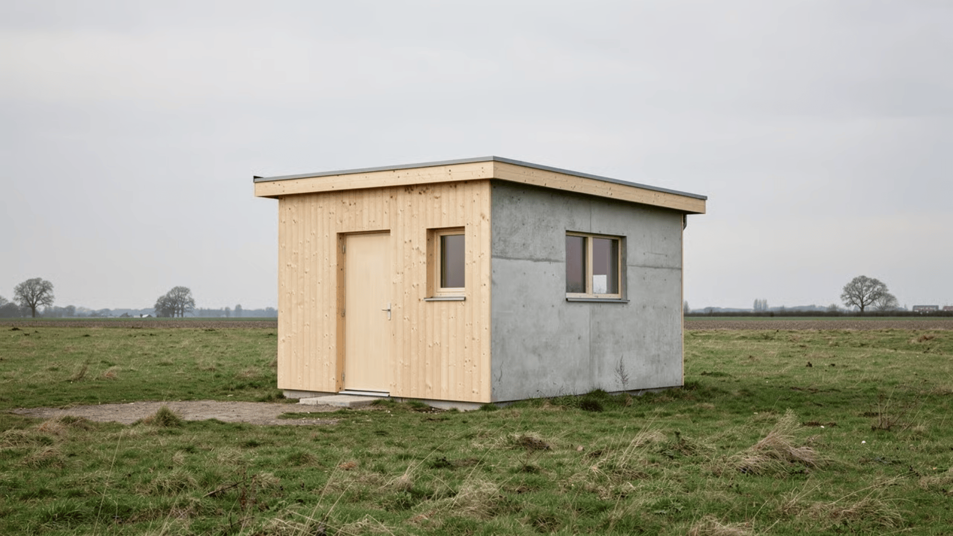 Basic small structure built with minimal materials and simple exterior