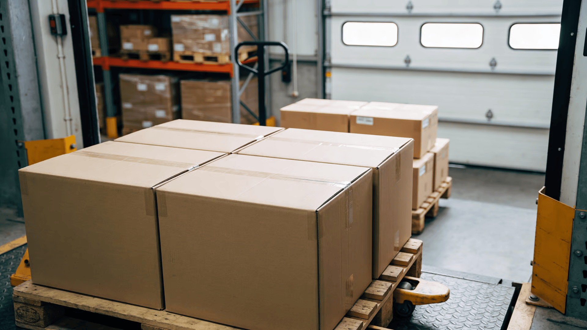 Goods moving from loading dock into storage space