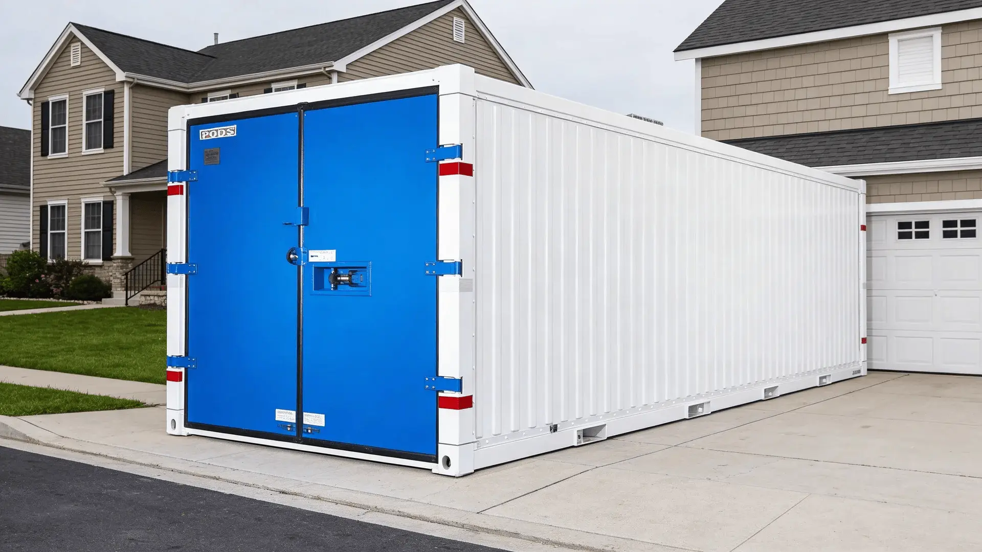 Single PODS storage container positioned on a driveway