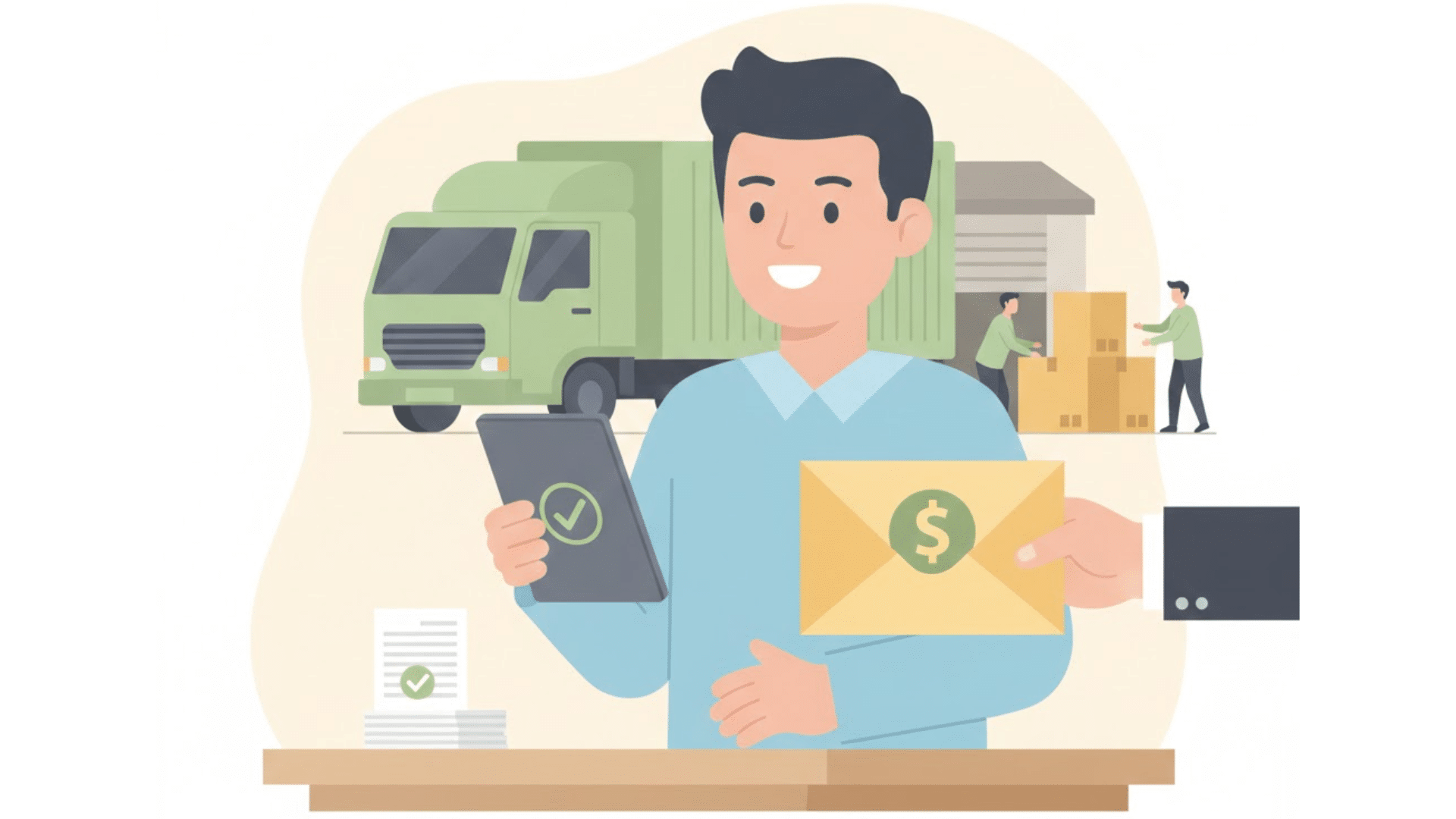 flat illustration shows shipper paying broker, broker paying carrier, and the margin earned for managing the shipment