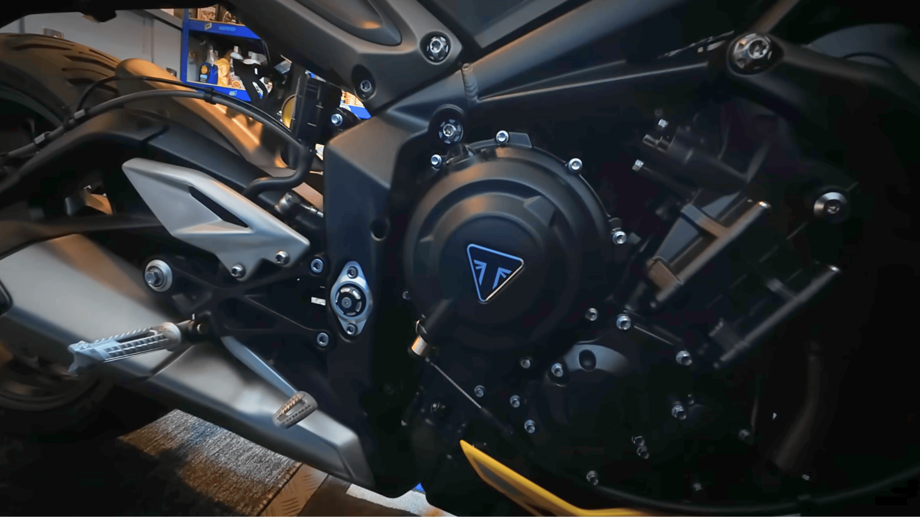 detailed view of motorcycle engine components cleaned and protected to prevent rust during winter storage