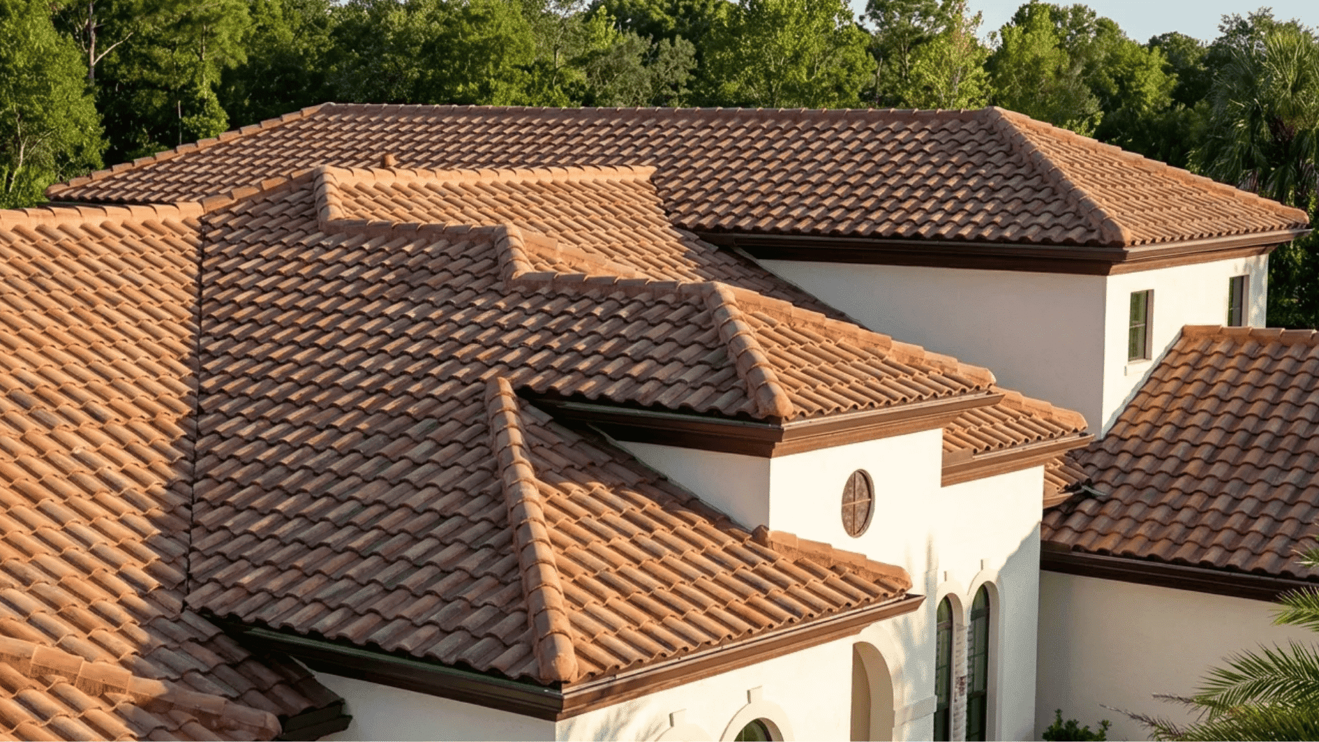 energy-efficient clay tile roofing on a residential home designed to reflect heat and improve cooling efficiency in warm climates