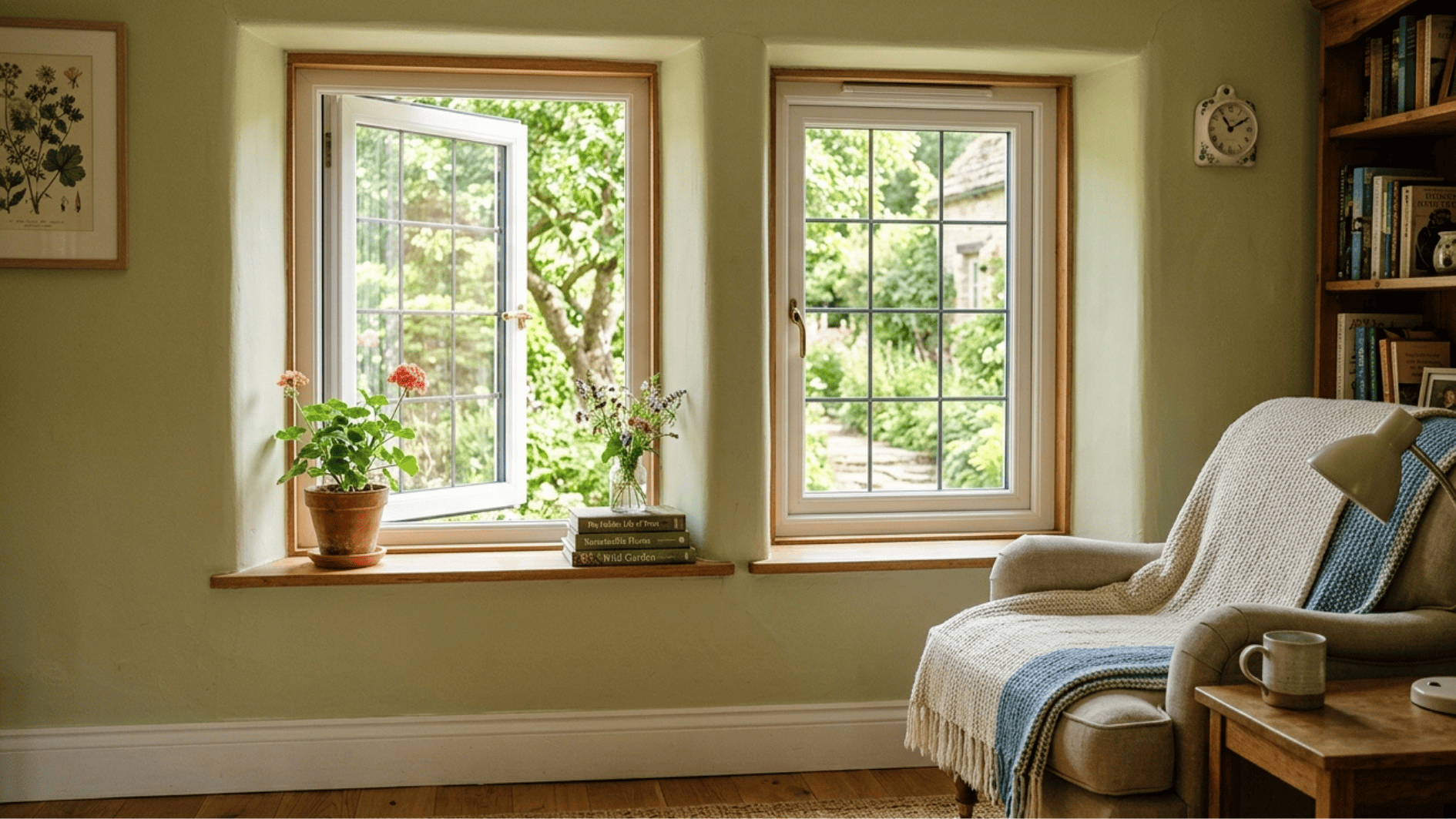 energy efficient windows home natural light cozy interior open window garden view sustainable living