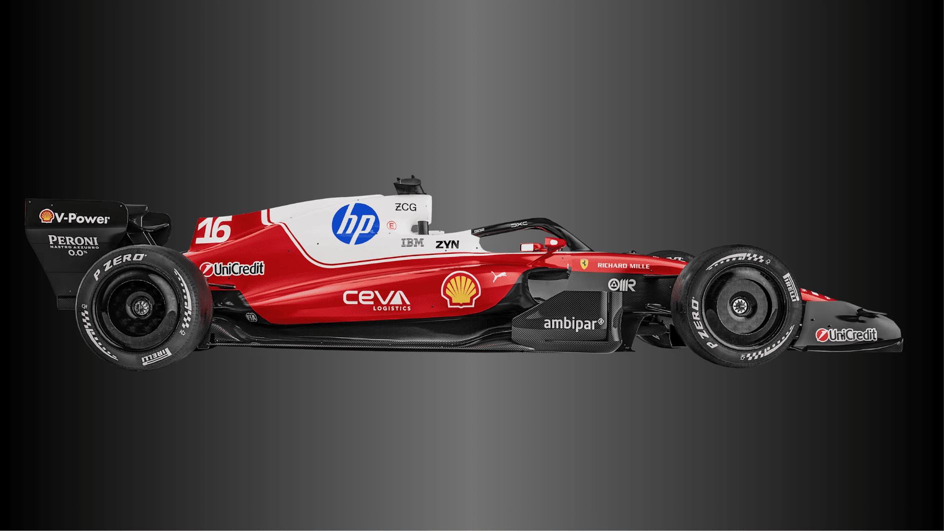 ferrari formula 1 car side view scuderia ferrari f1 car hp livery isolated