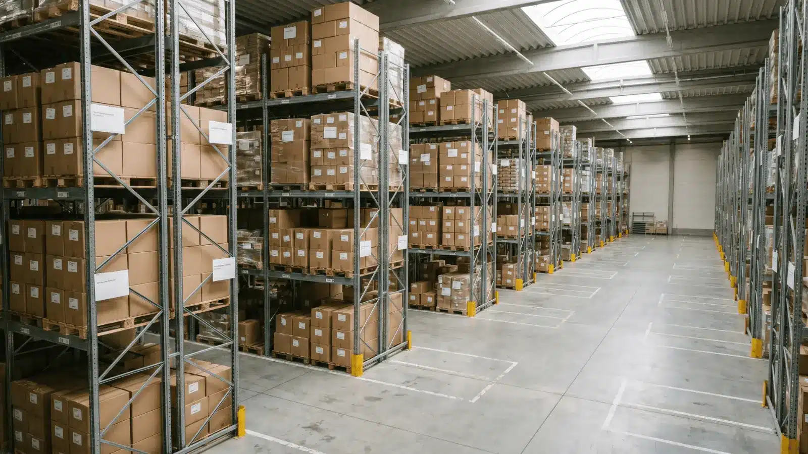 warehouse showing goods being received, stored, picked, packed, and shipped