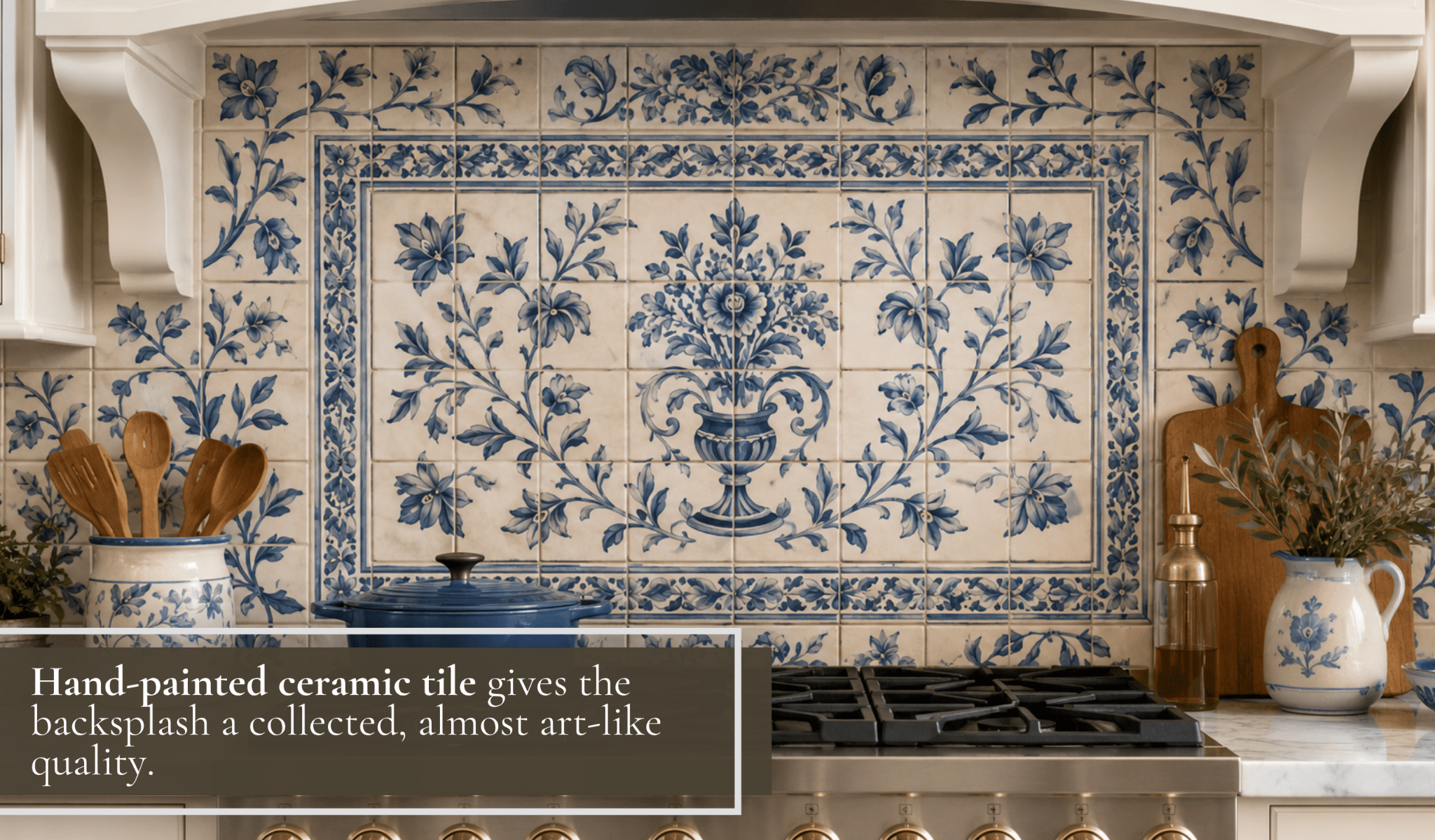 Hand-painted ceramic tile