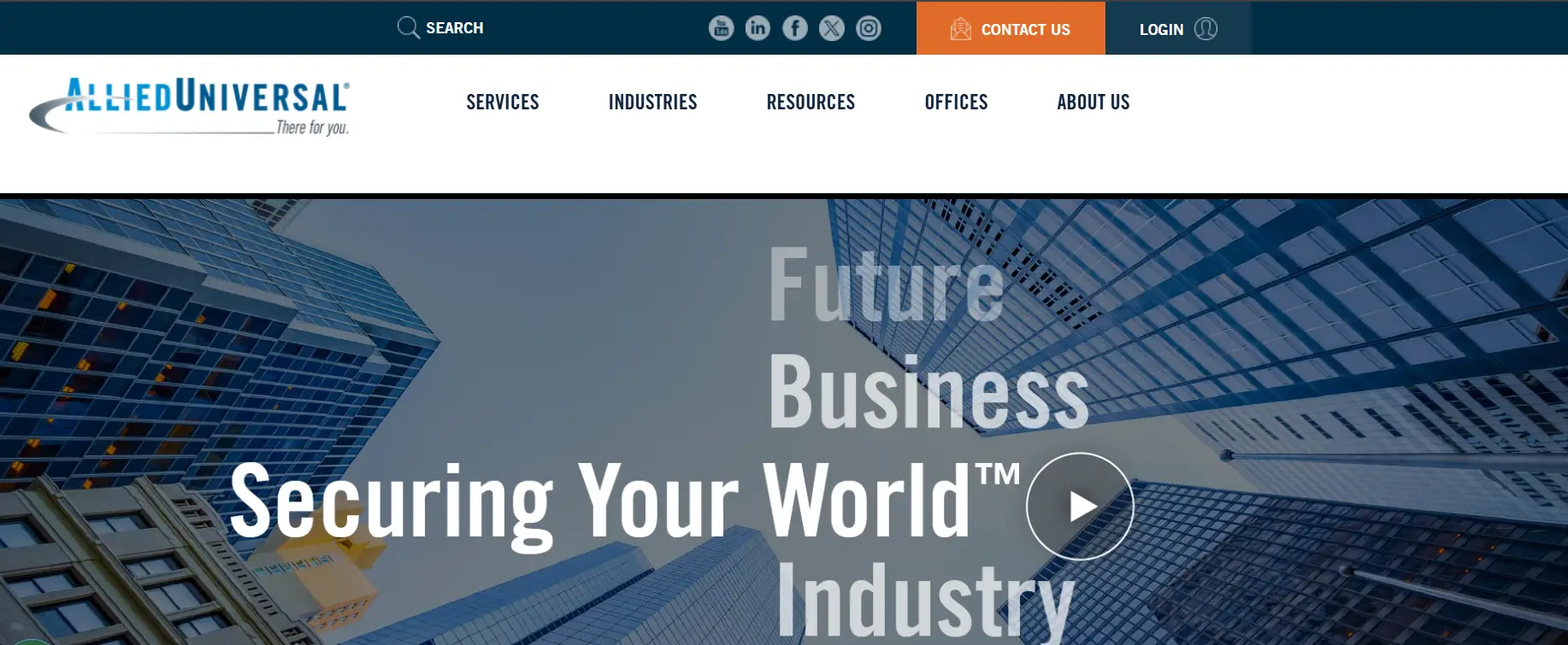 Skyscrapers viewed from below with overlayed words about business and industry