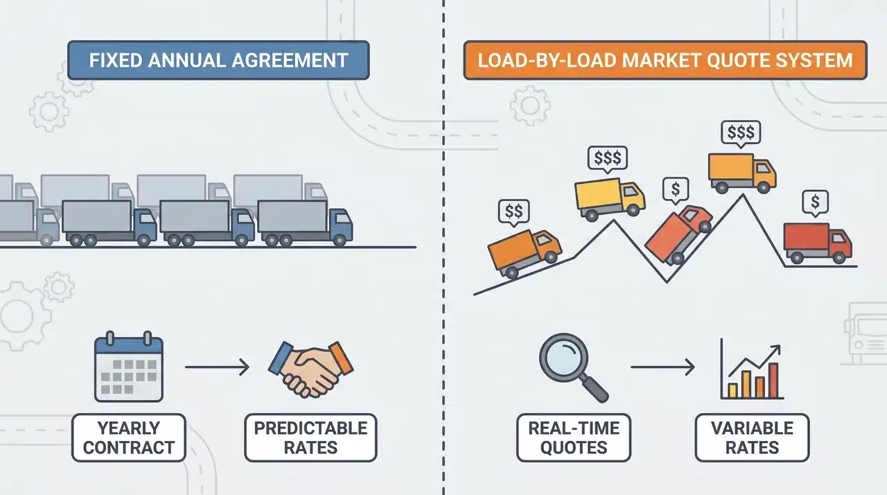 Illustration comparing contract freight pricing and spot market pricing
