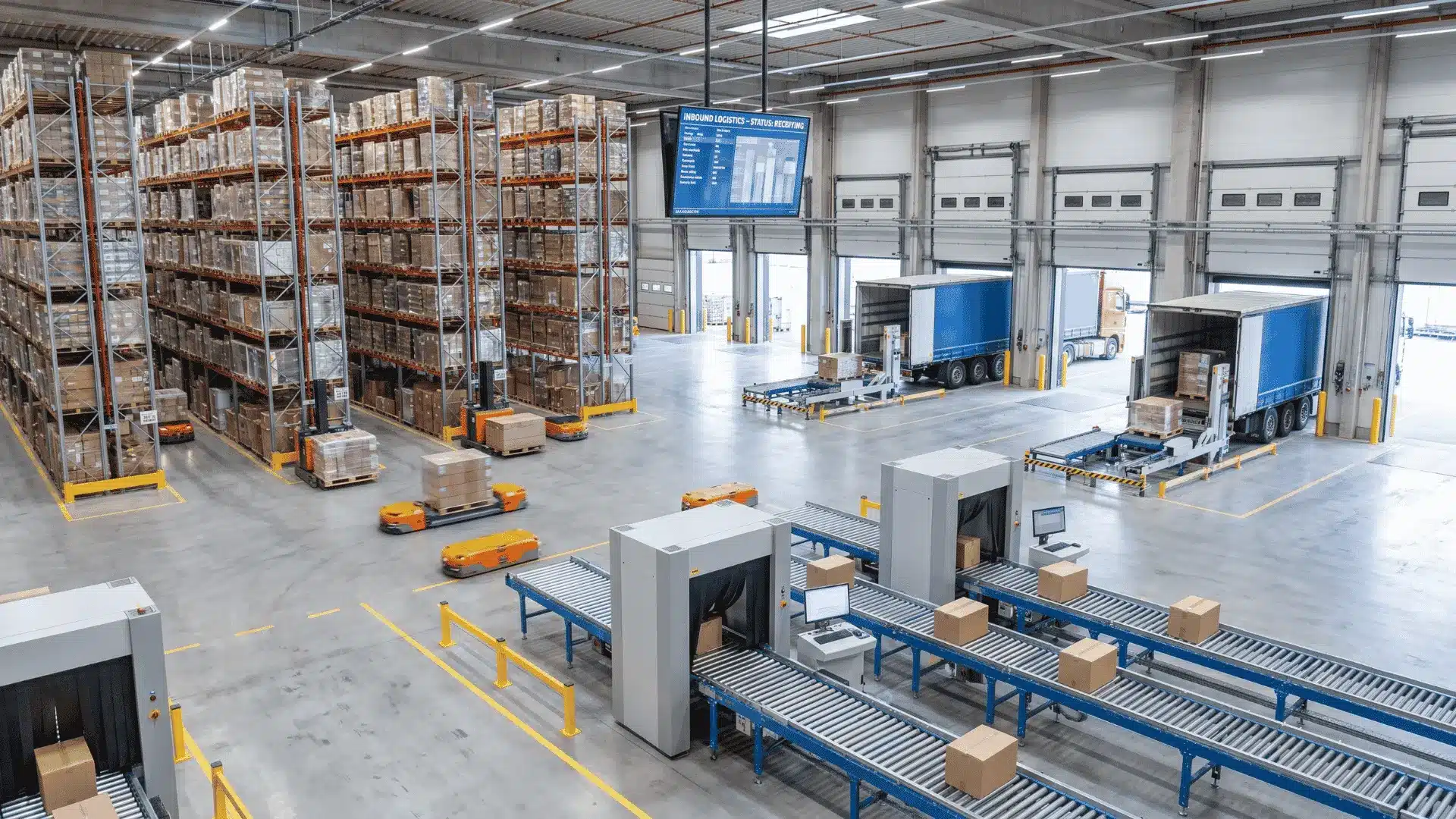 Warehouse team managing inbound logistics and inventory operations