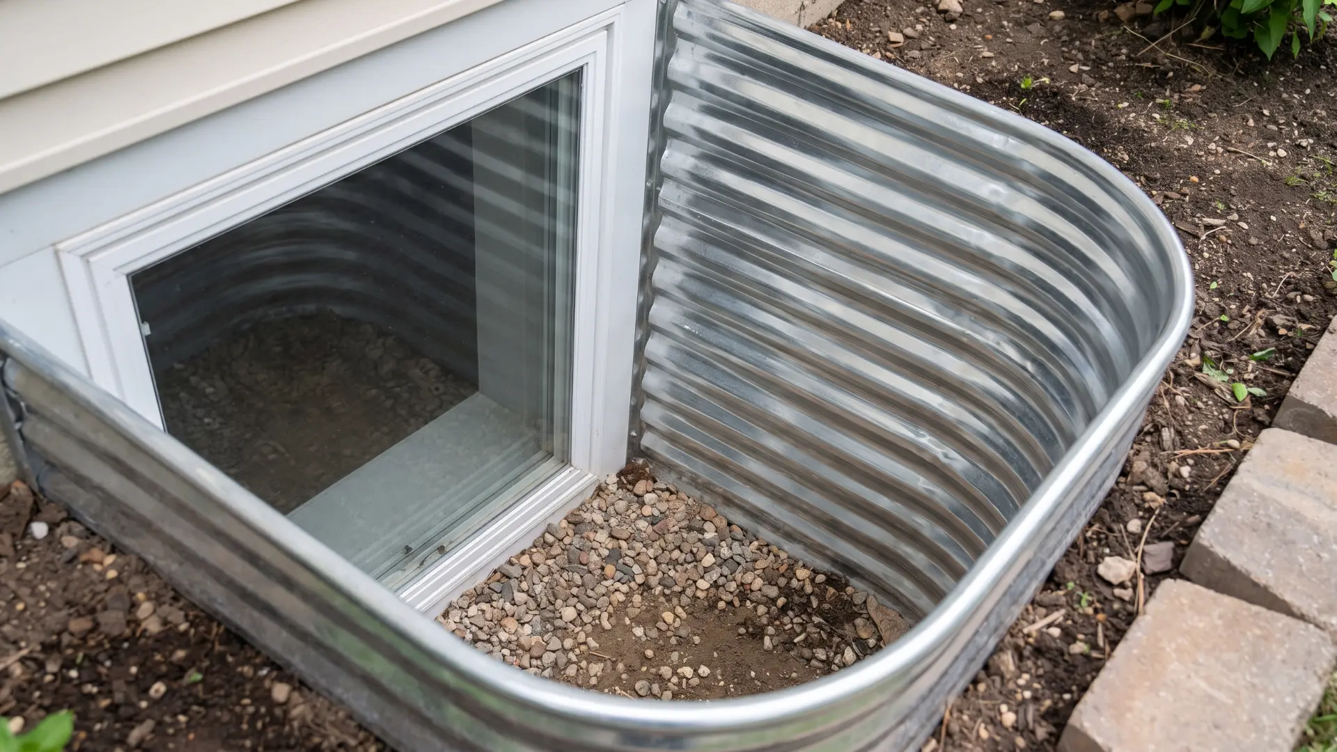 Basement window well with reflective liner
