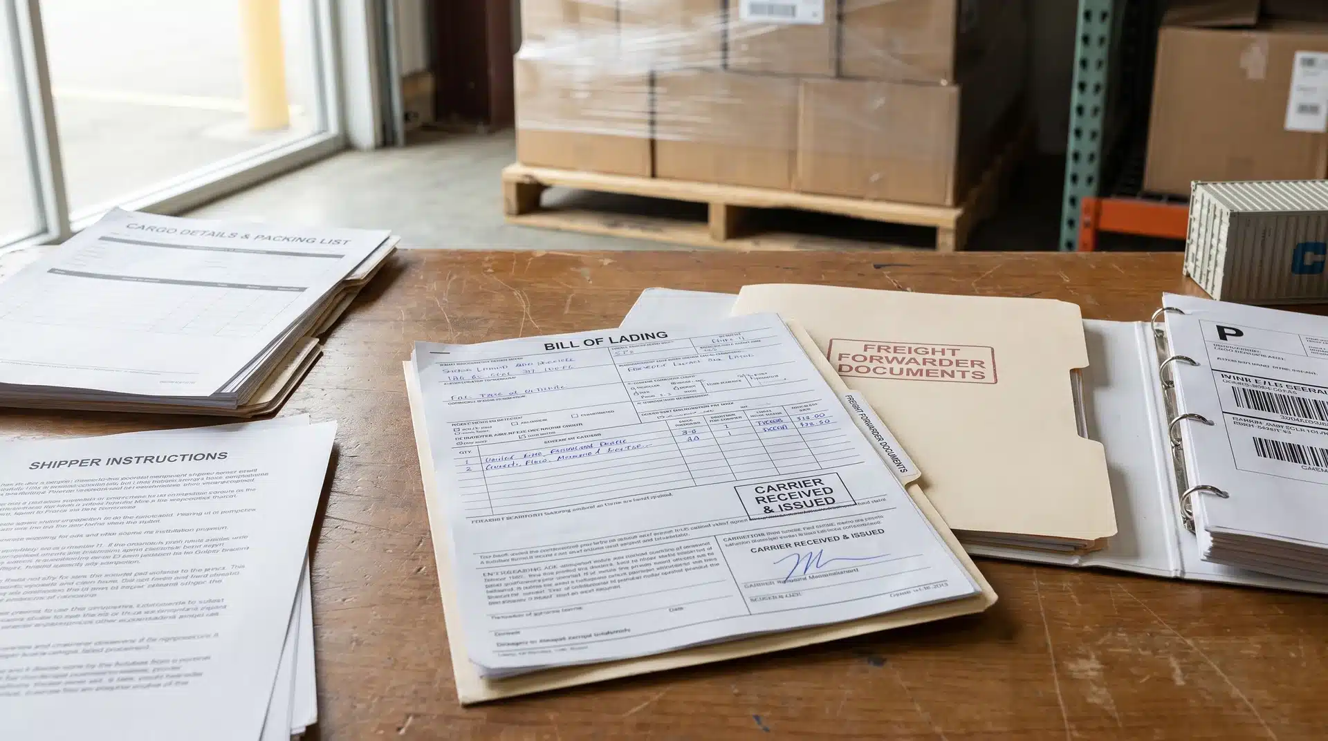 Bill of lading paperwork prepared by a shipper and issued by a carrier