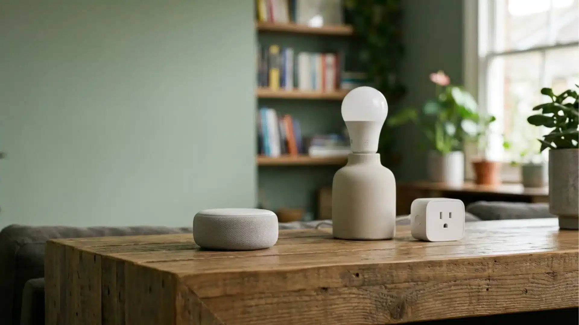smart speaker device grouped with matching smart home accessories