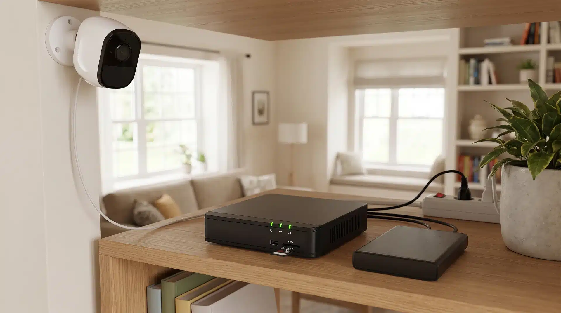 Security camera with local storage devices used for saving recorded footage at home