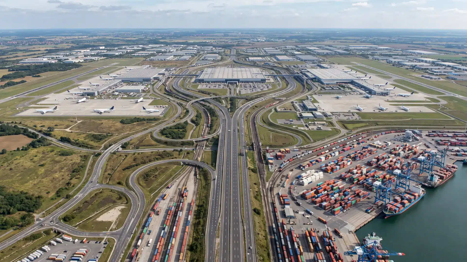 Global freight routes merge into large logistics hubs, showing growing consolidation across supply chains.