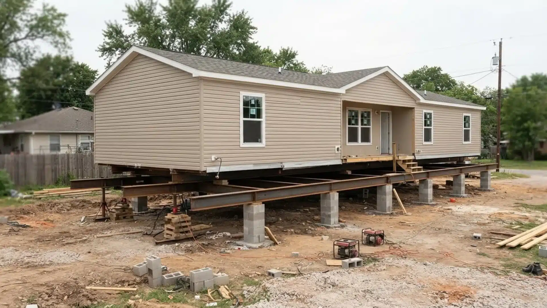 manufactured-home-installation-steel-beams