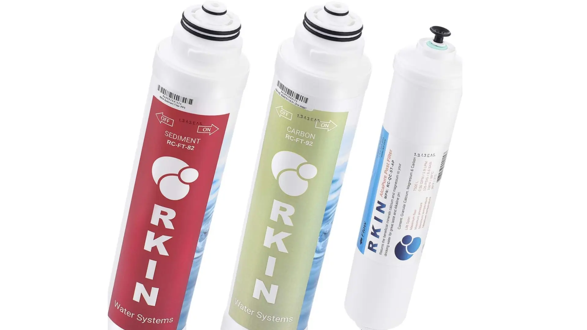 RKIN sediment, carbon, and alkaline post-filter cartridges for a countertop reverse osmosis water filtration system