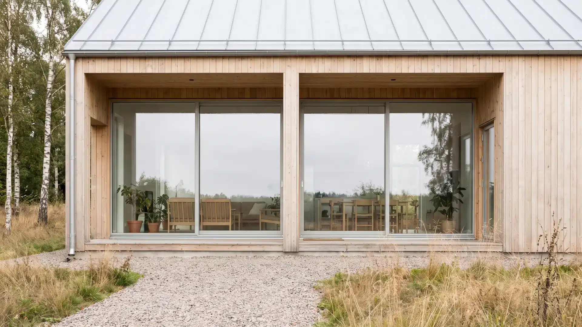 Scandinavian house with oversized windows for natural light