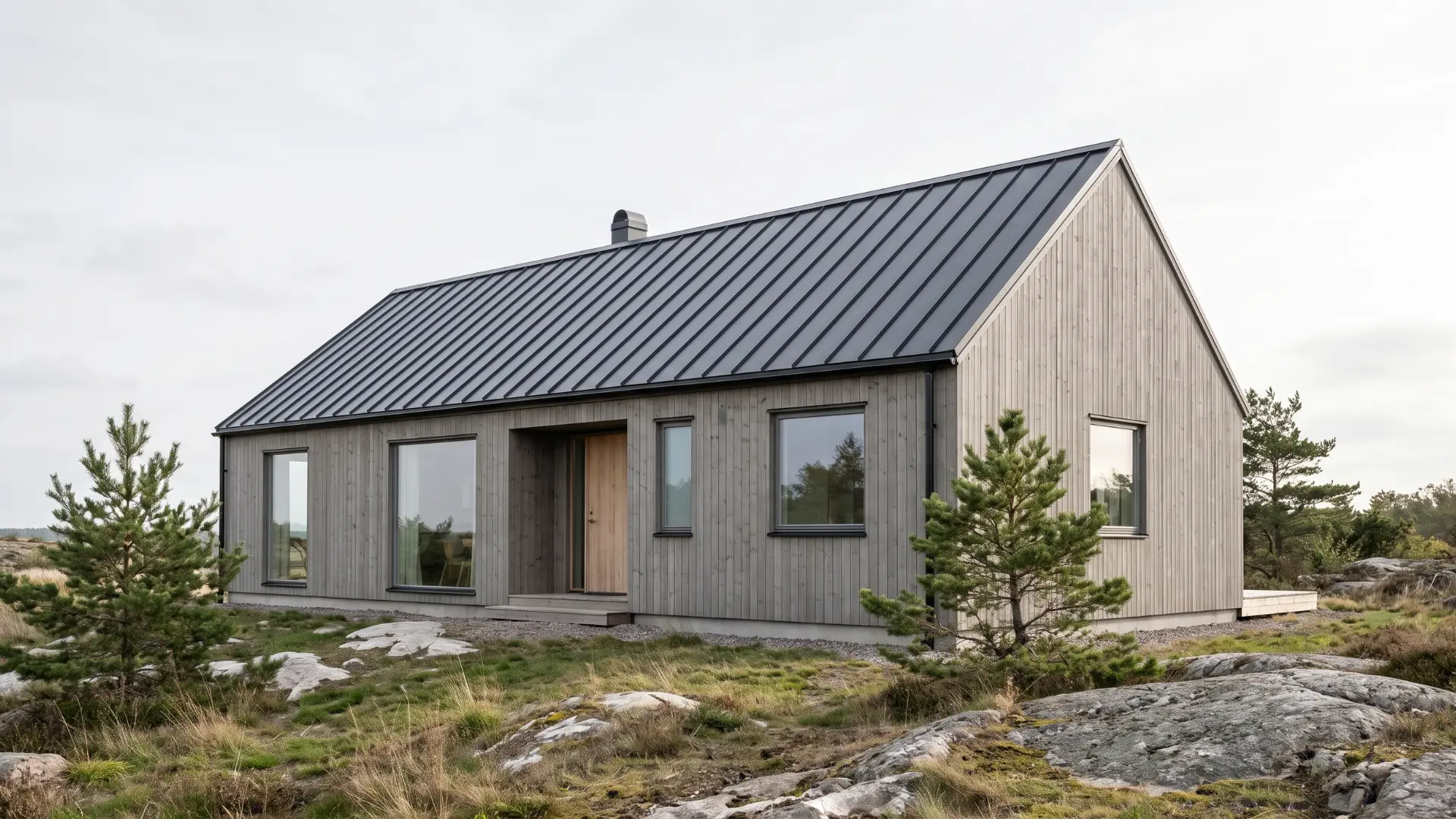 Scandinavian house with simple gabled roofline