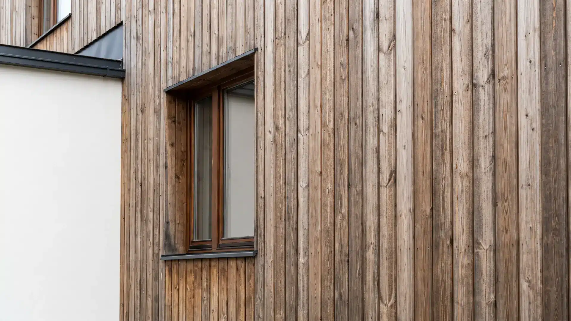 Scandinavian house with vertical wood panel siding