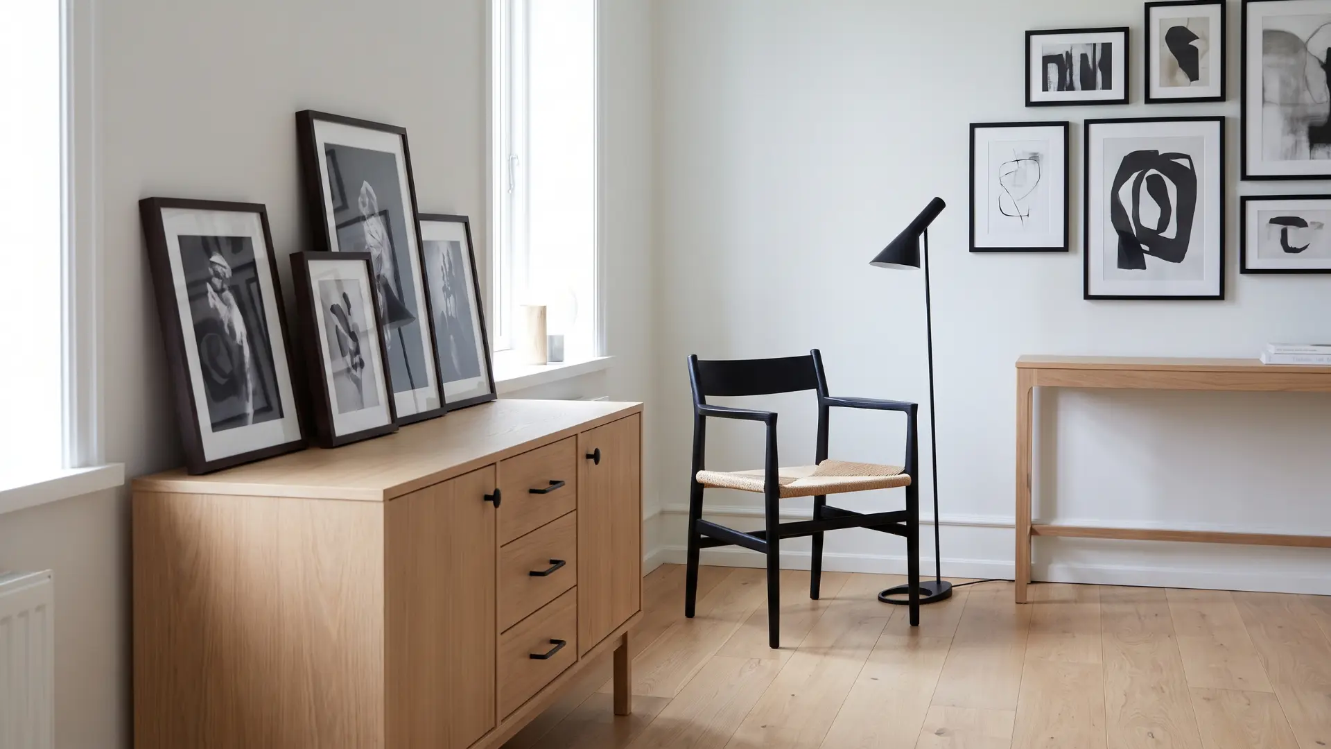 Scandinavian interior with black accent details