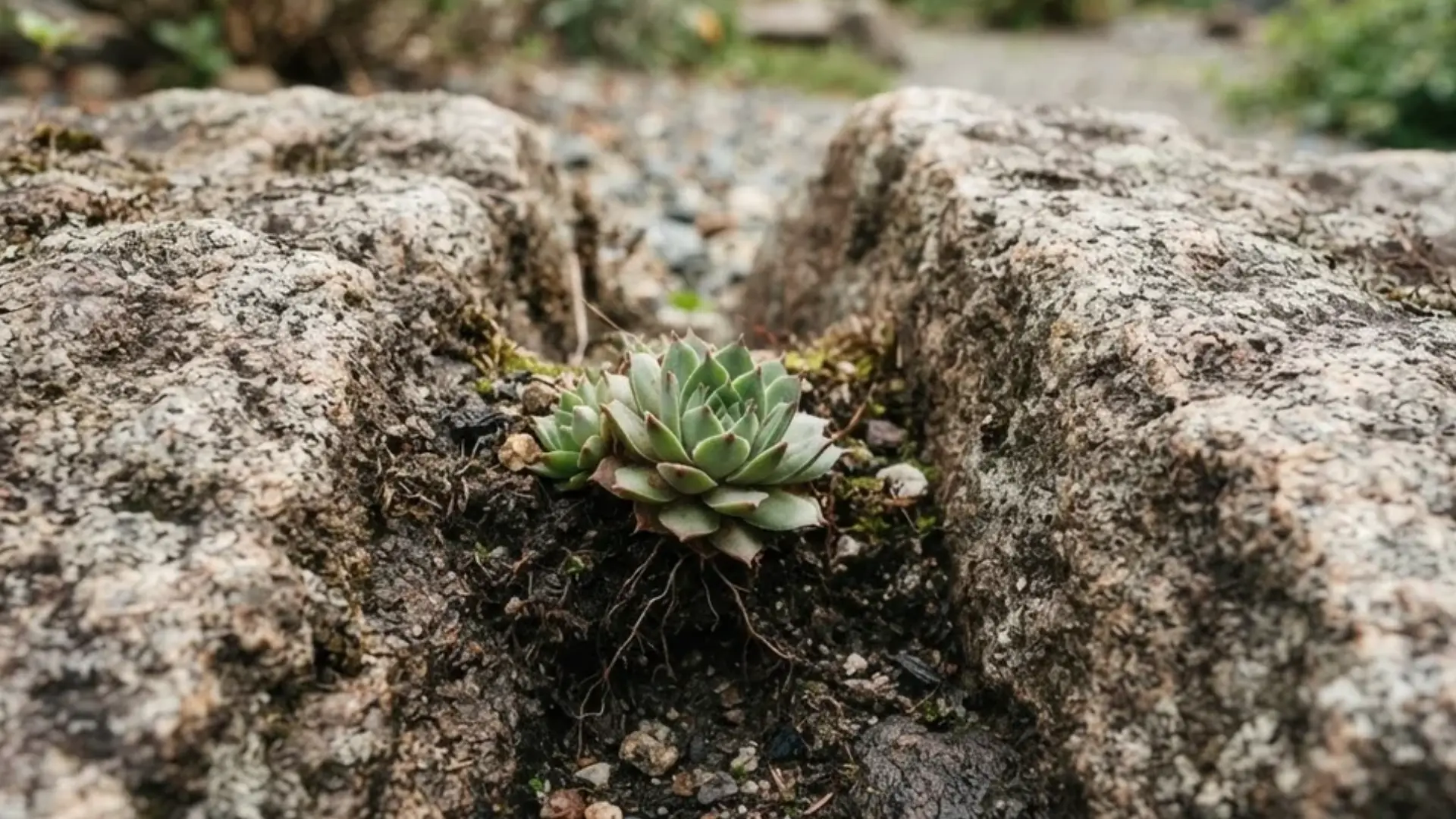 Small painted stone markers placed along the edge of a gravel garden path outdoors