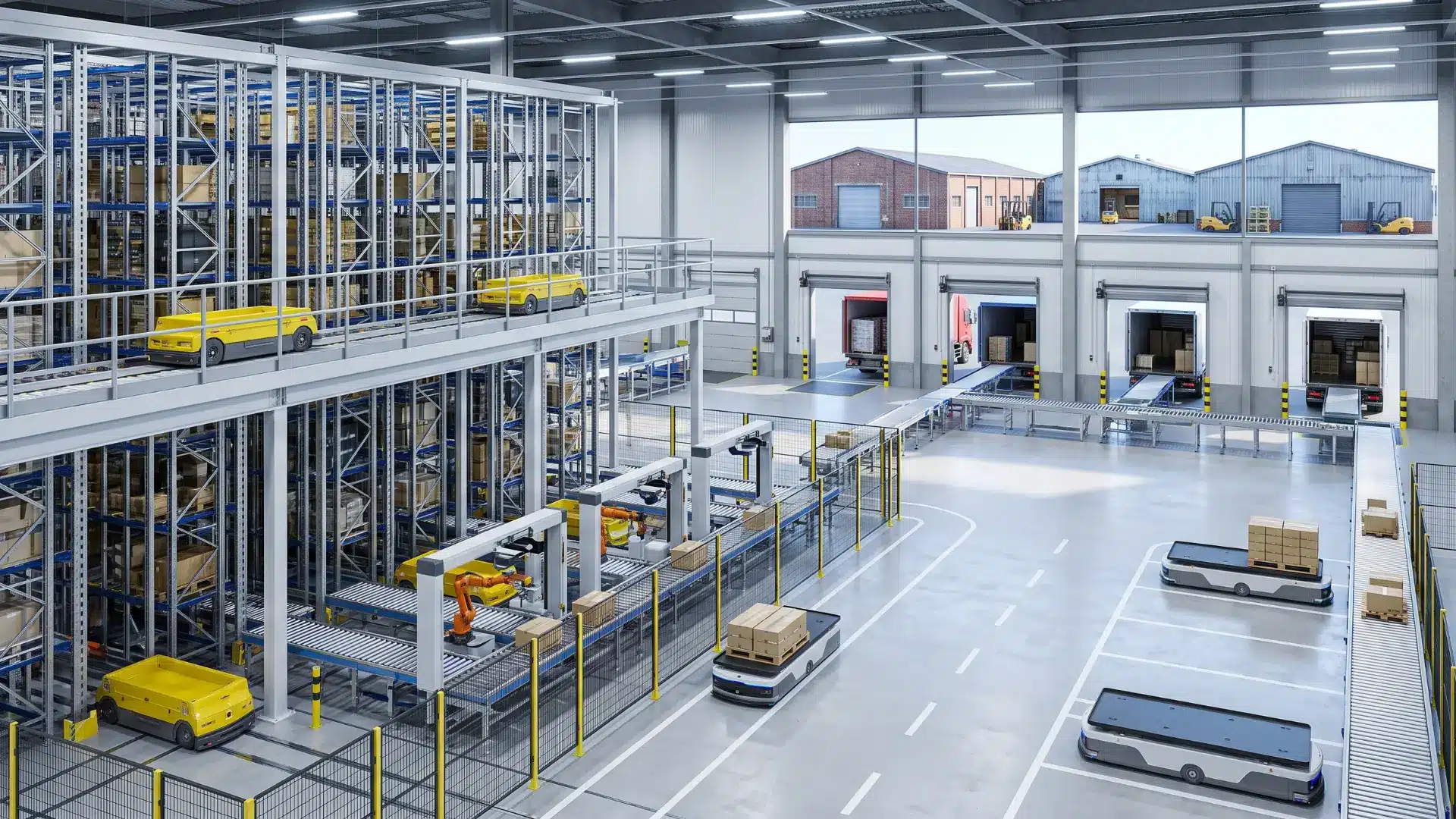 An automated logistics warehouse shows how technology investment widens the gap between large and small providers.
