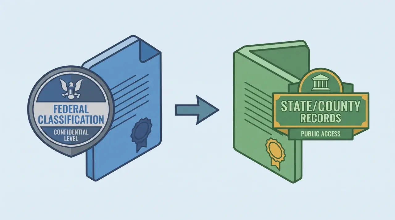 Diagram contrasting federal classification with state or county records