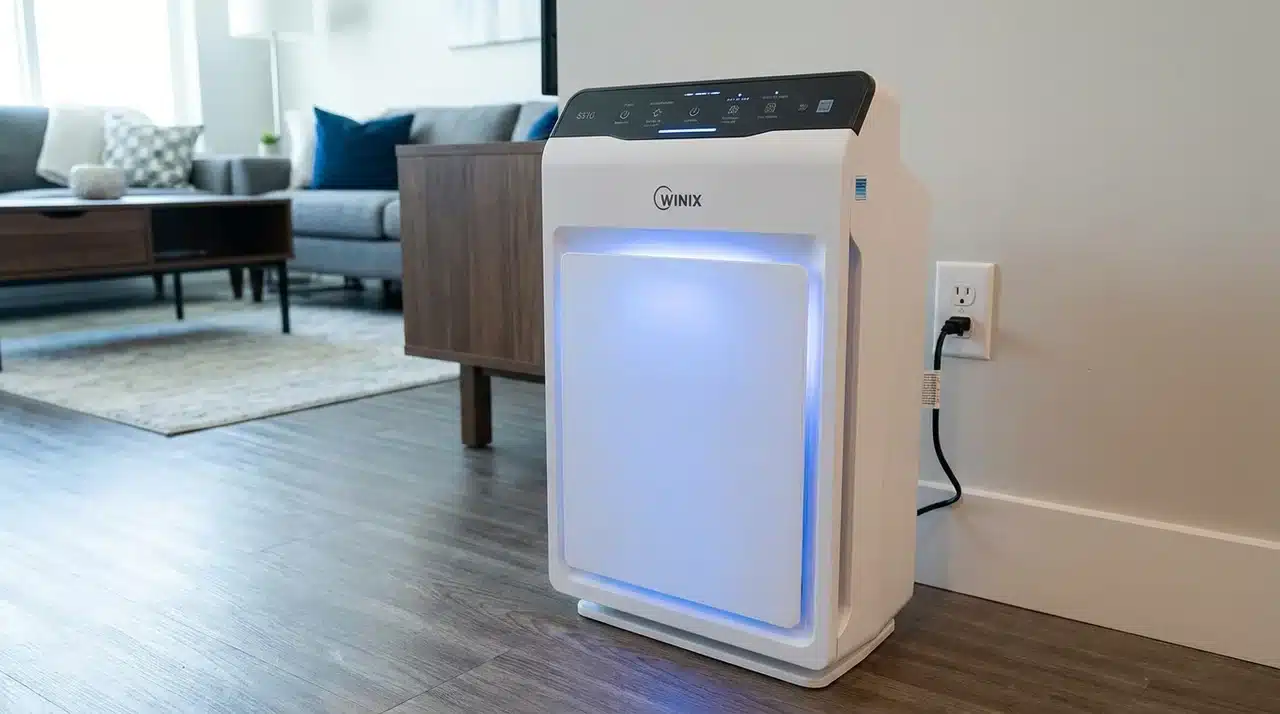 Winix 5510 air purifier with washable pre-filter panel visible