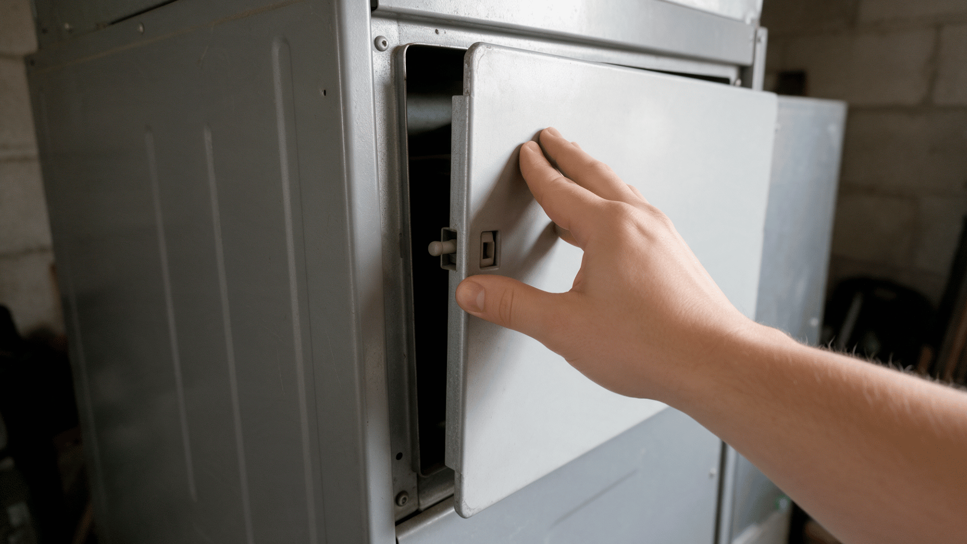 hand closing and securing a furnace access panel