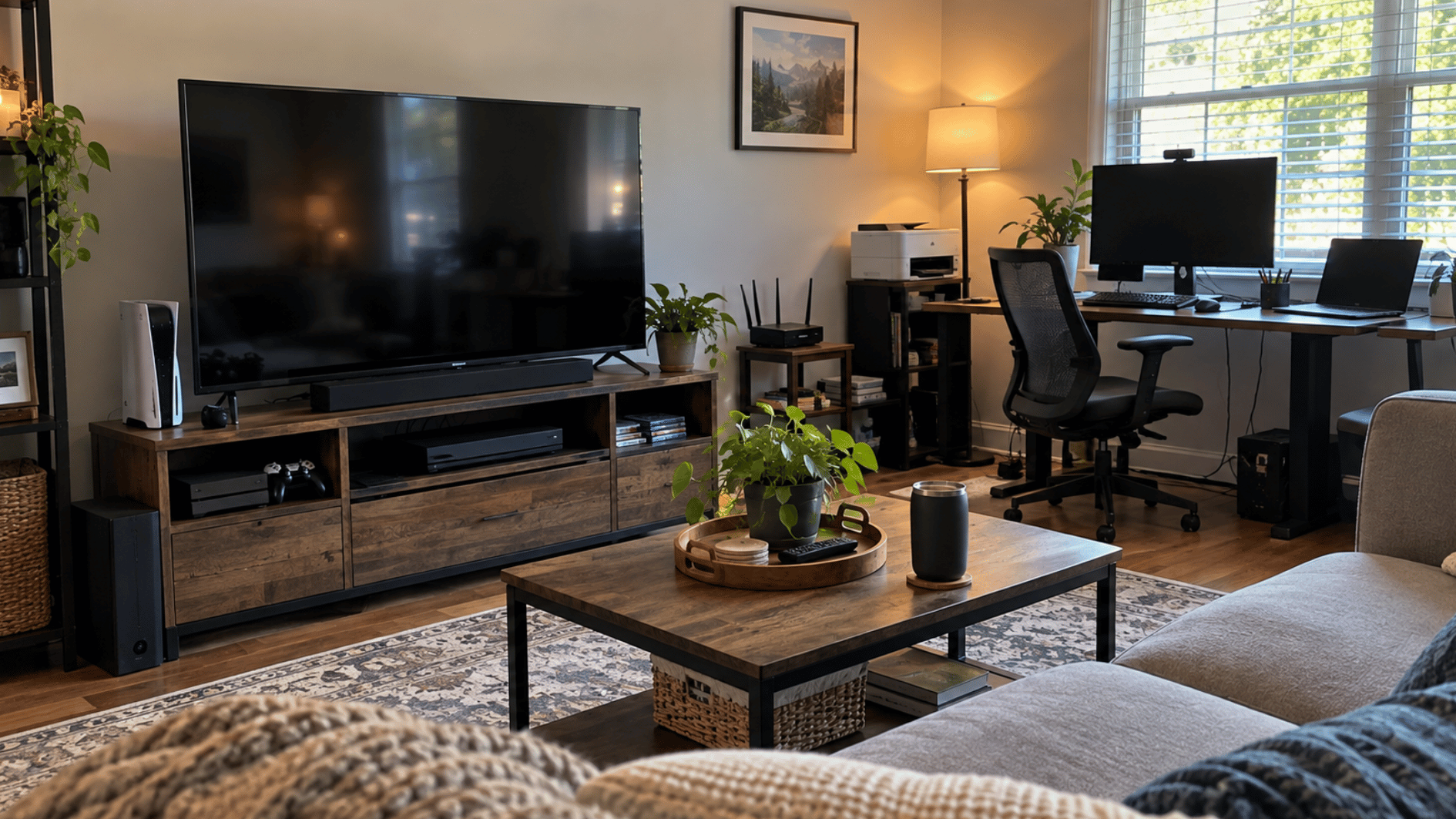 television computer router and other electronics running in a typical american home