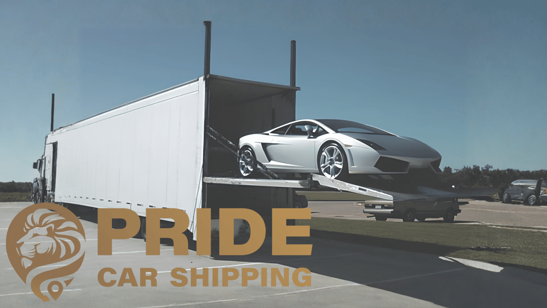 white sports car being loaded onto an enclosed auto transport truck for pride car shipping review